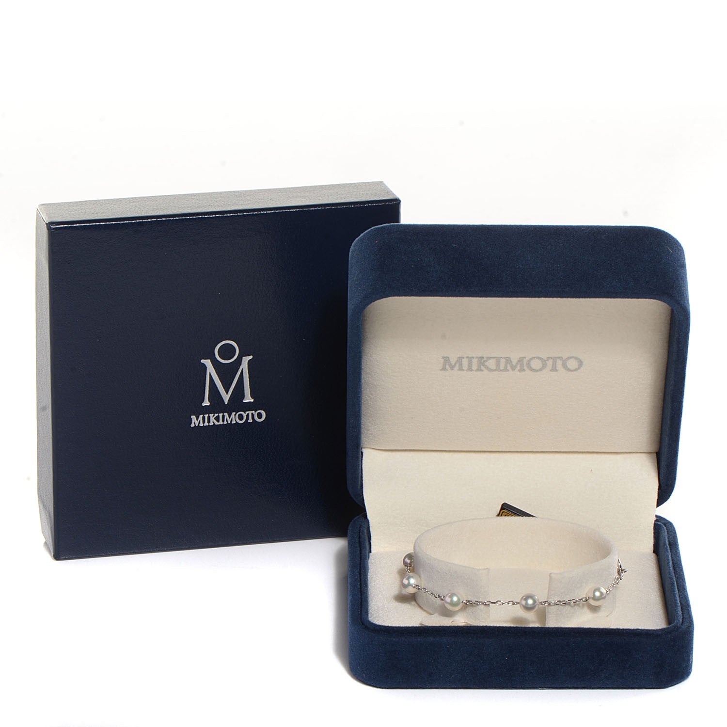Mikimoto 18K White Gold 5mm Akoya Pearl Station Bracelet 4 of 4