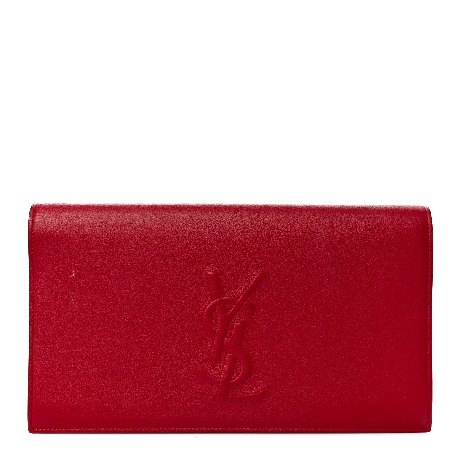 Saint Laurent Calfskin Monogram Large Belle De Jour Clutch Red 1 of 12