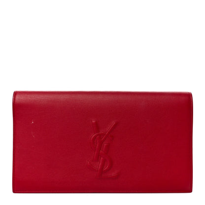 Saint Laurent Calfskin Monogram Large Belle De Jour Clutch Red 1 of 12