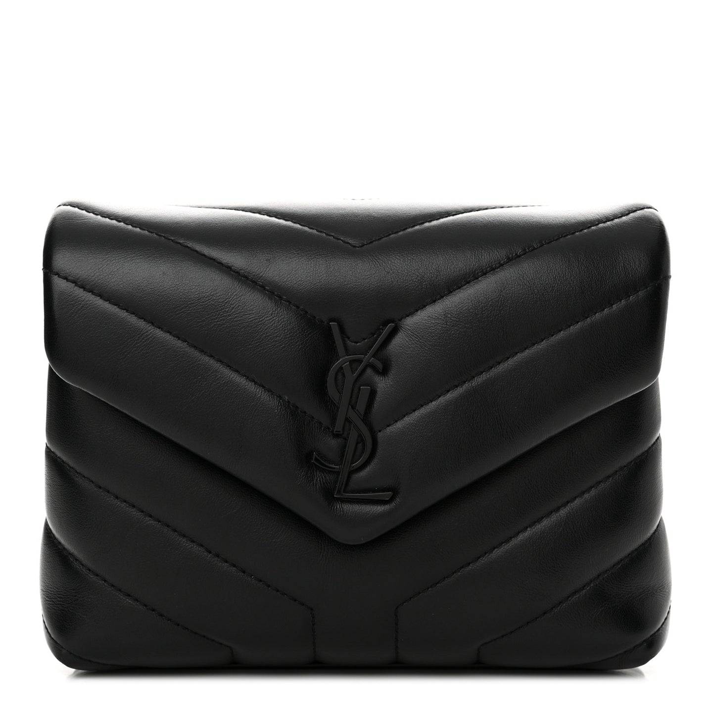 Calfskin Y Quilted Monogram Monochrome Toy Loulou Crossbody Bag Black