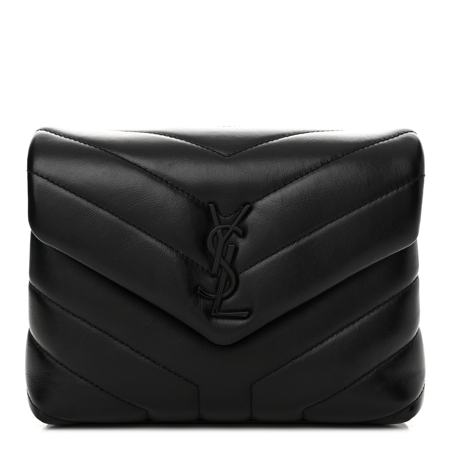 Saint Laurent Calfskin Y Quilted Monogram Monochrome Toy Loulou Crossbody Bag Black 1 of 15