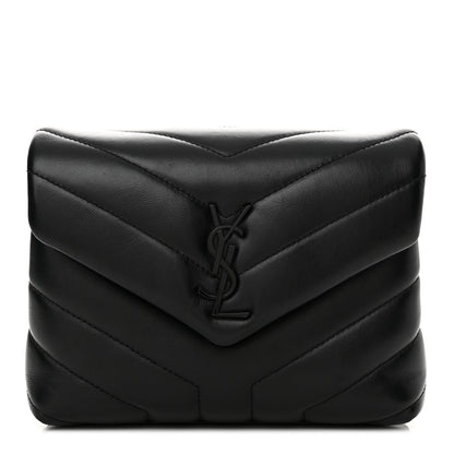 Saint Laurent Calfskin Y Quilted Monogram Monochrome Toy Loulou Crossbody Bag Black 1 of 15