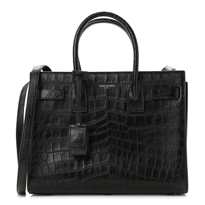 Saint Laurent Calfskin Crocodile Embossed Baby Sac De Jour Black 1 of 8