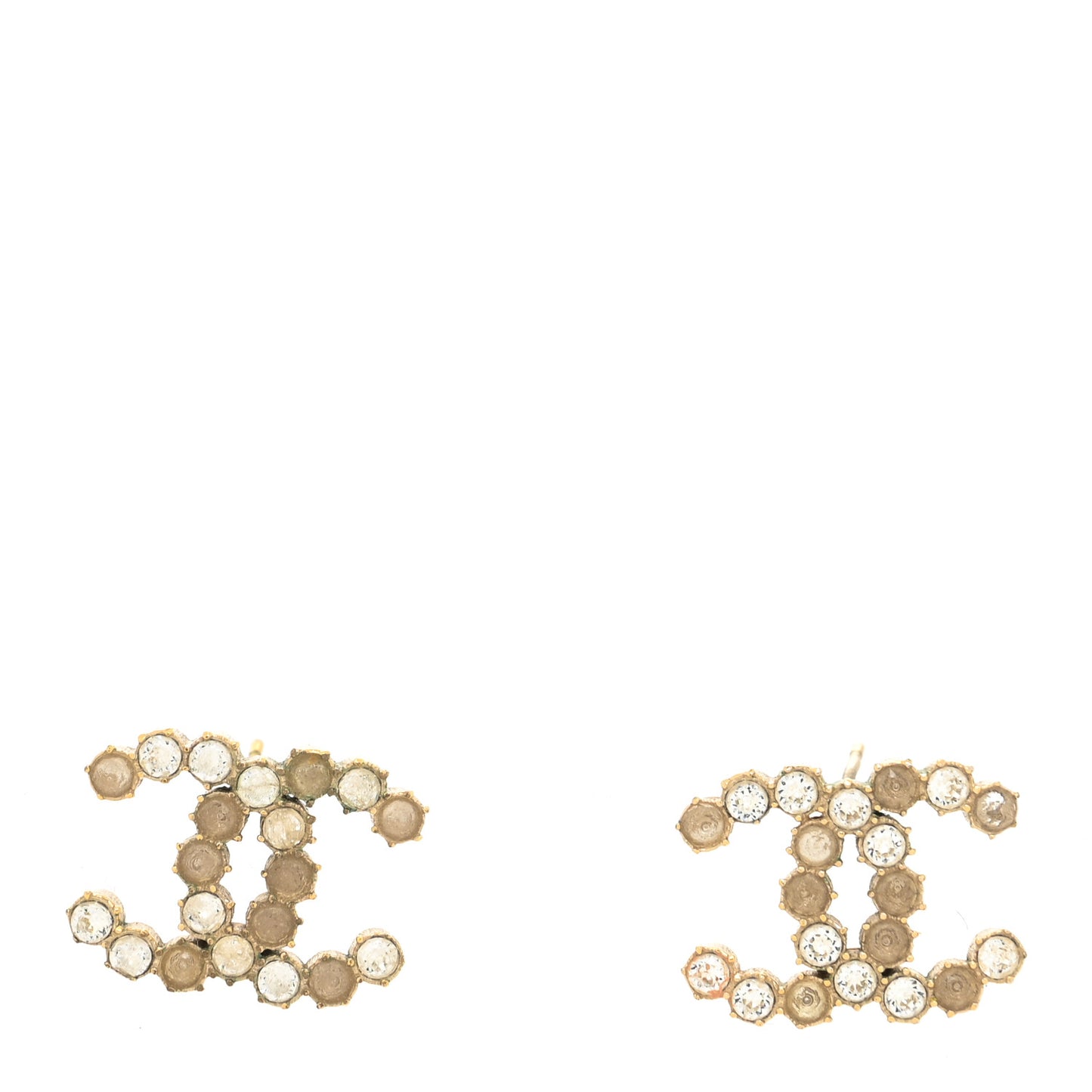Crystal CC Earrings Gold Beige