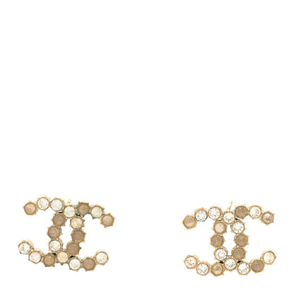 Chanel Crystal CC Earrings Gold Beige 1 of 4