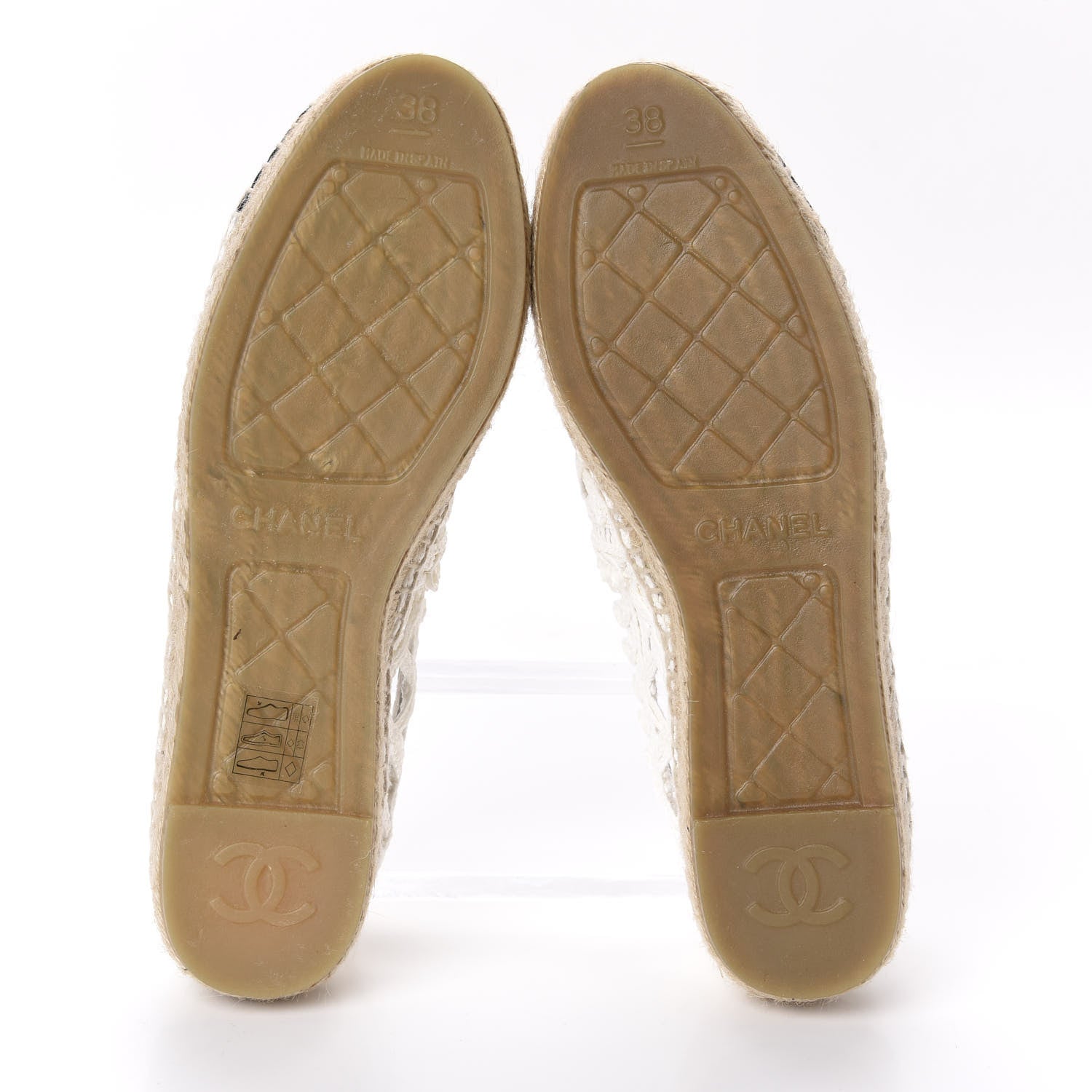 Chanel Woven Fabric Grosgrain CC Espadrilles 38 White Black 5 of 12