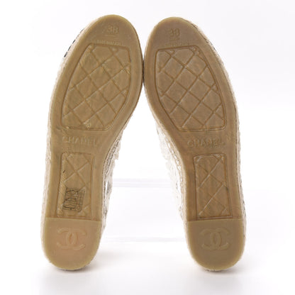 Chanel Woven Fabric Grosgrain CC Espadrilles 38 White Black 5 of 12