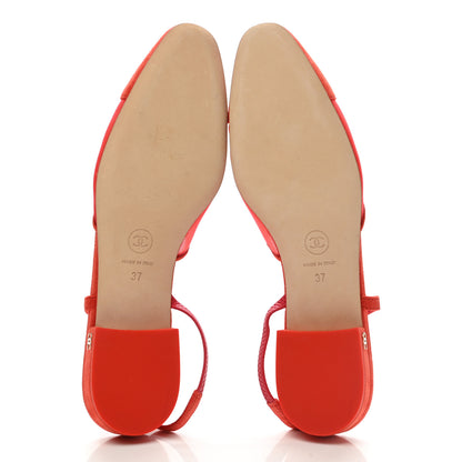 Chanel Mesh Suede Cap Toe CC Slingback Sandals 37 Orange 5 of 8