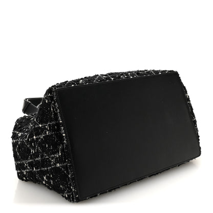 Christian Dior Calfskin Tweed Cannage Medium Toujours Black White 9 of 21