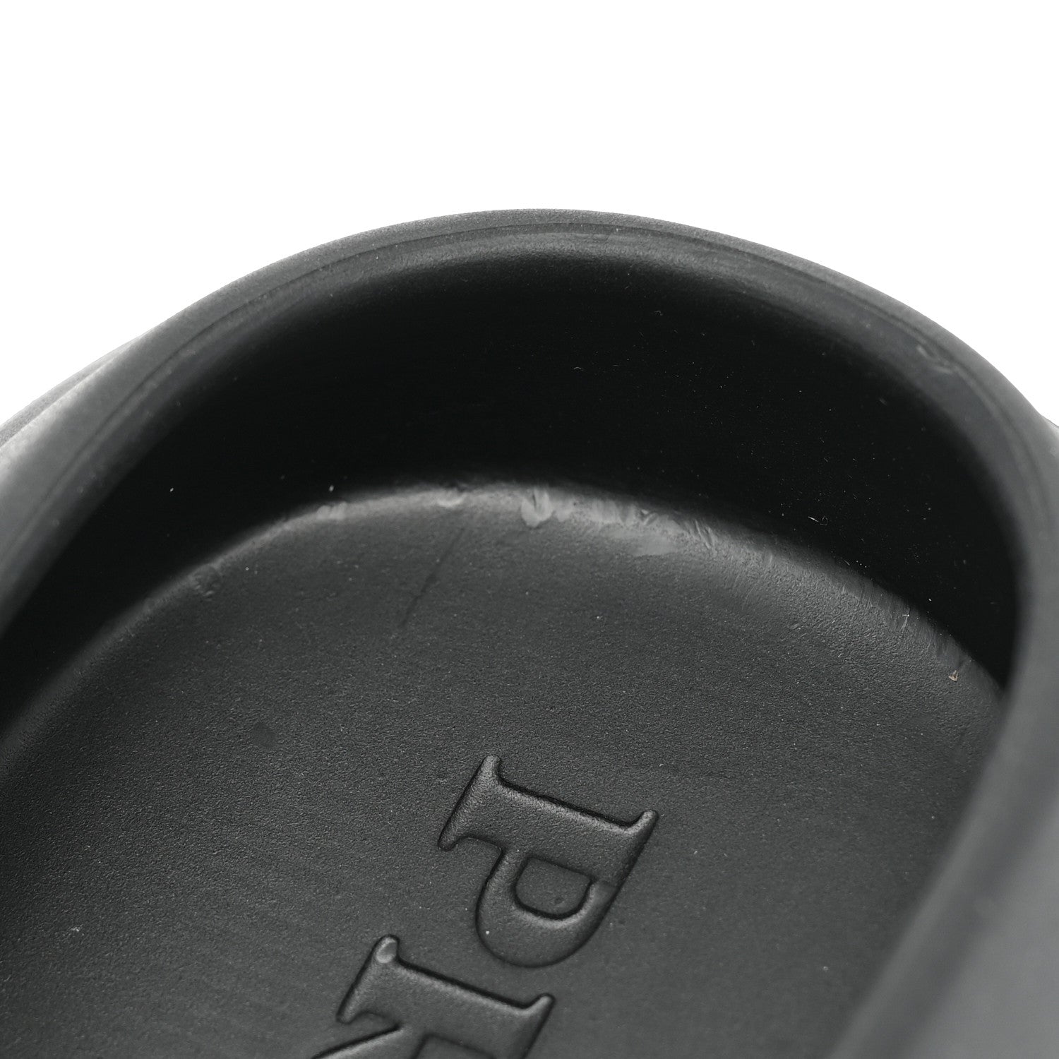 Prada Soft Mellow Rubber Triangle Logo Embossed Womens 25mm Mules 37 Black 9 of 10