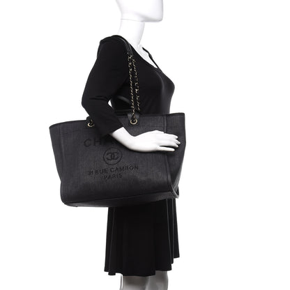 Chanel Mixed Fibers Calfskin Medium Deauville Tote Black 2 of 10