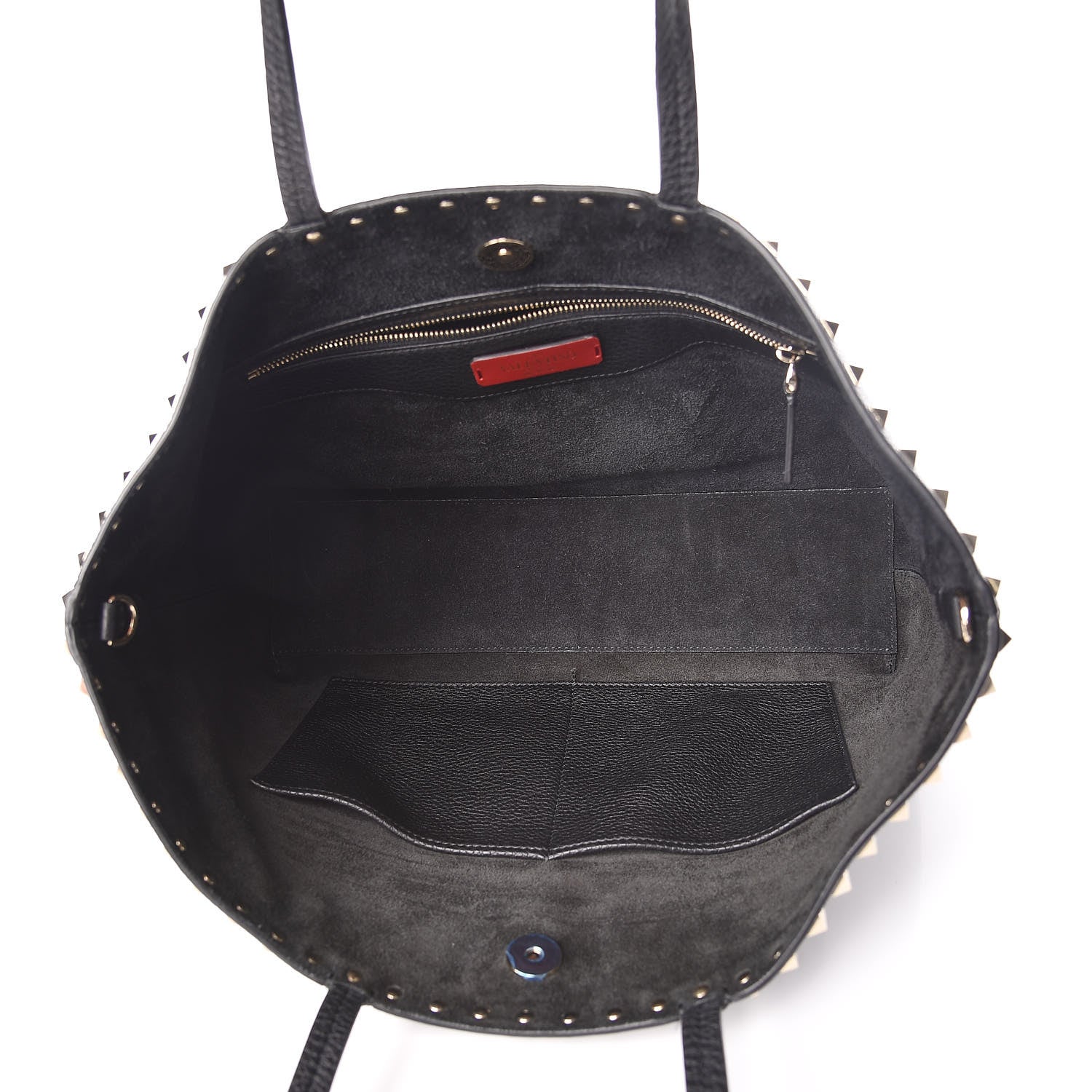Valentino Garavani Grained Calfskin Small Rockstud Shoulder Tote Black 7 of 9