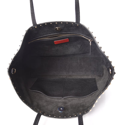 Valentino Garavani Grained Calfskin Small Rockstud Shoulder Tote Black 7 of 9