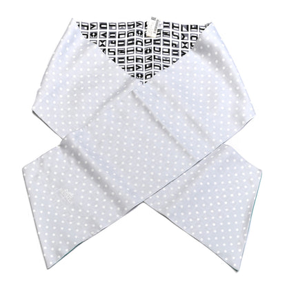 Hermes Silk Lettres Et Pois Maxi Twilly Cut Gris Black Menthol 1 of 4