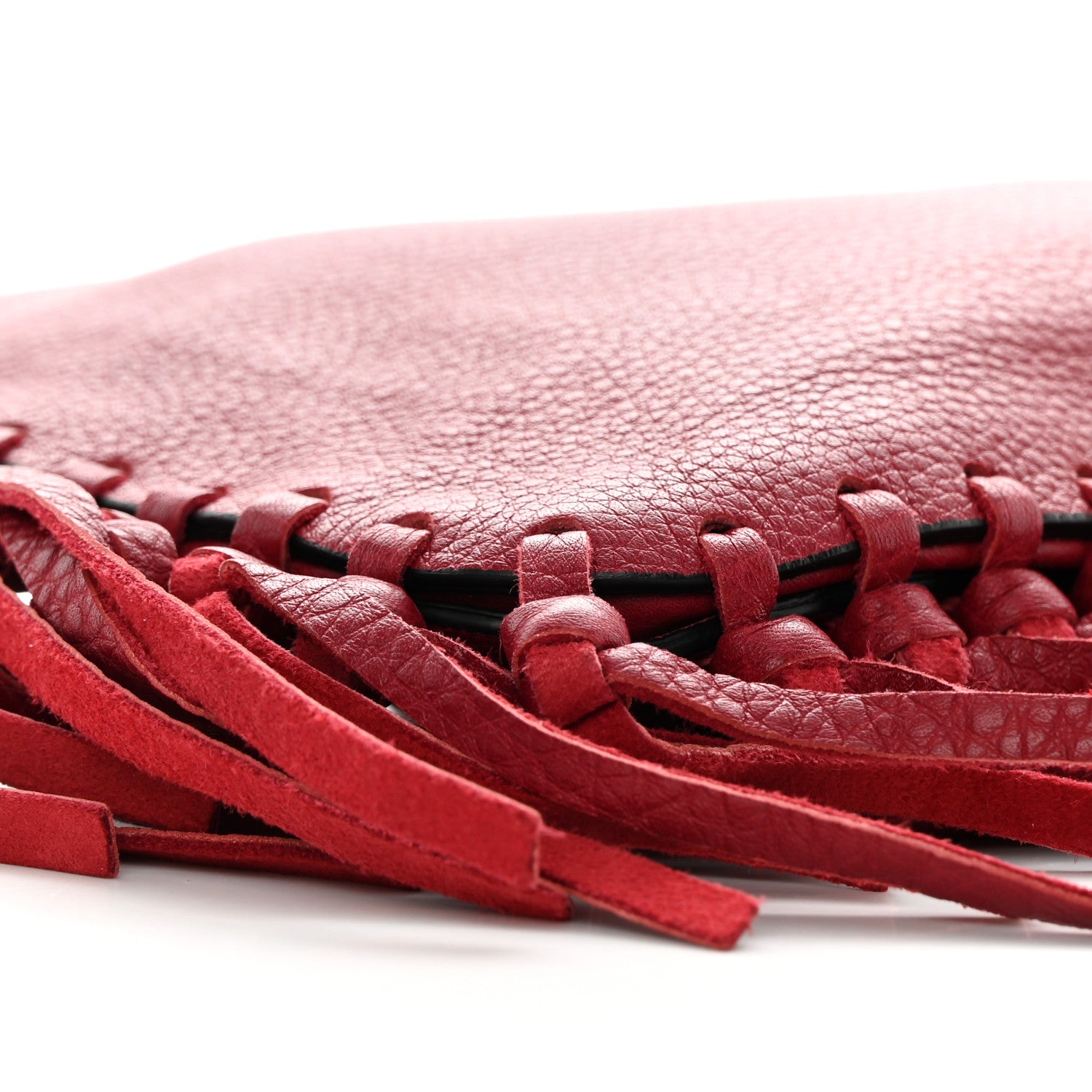 Valentino Garavani Grained Calfskin C-Rockee Sagittarius Fringe Clutch Scarlet 7 of 15
