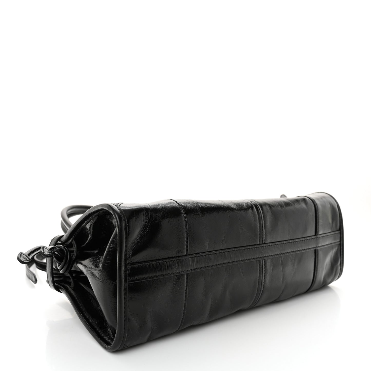 Shiny Nappa Medium Shoulder Bag Black