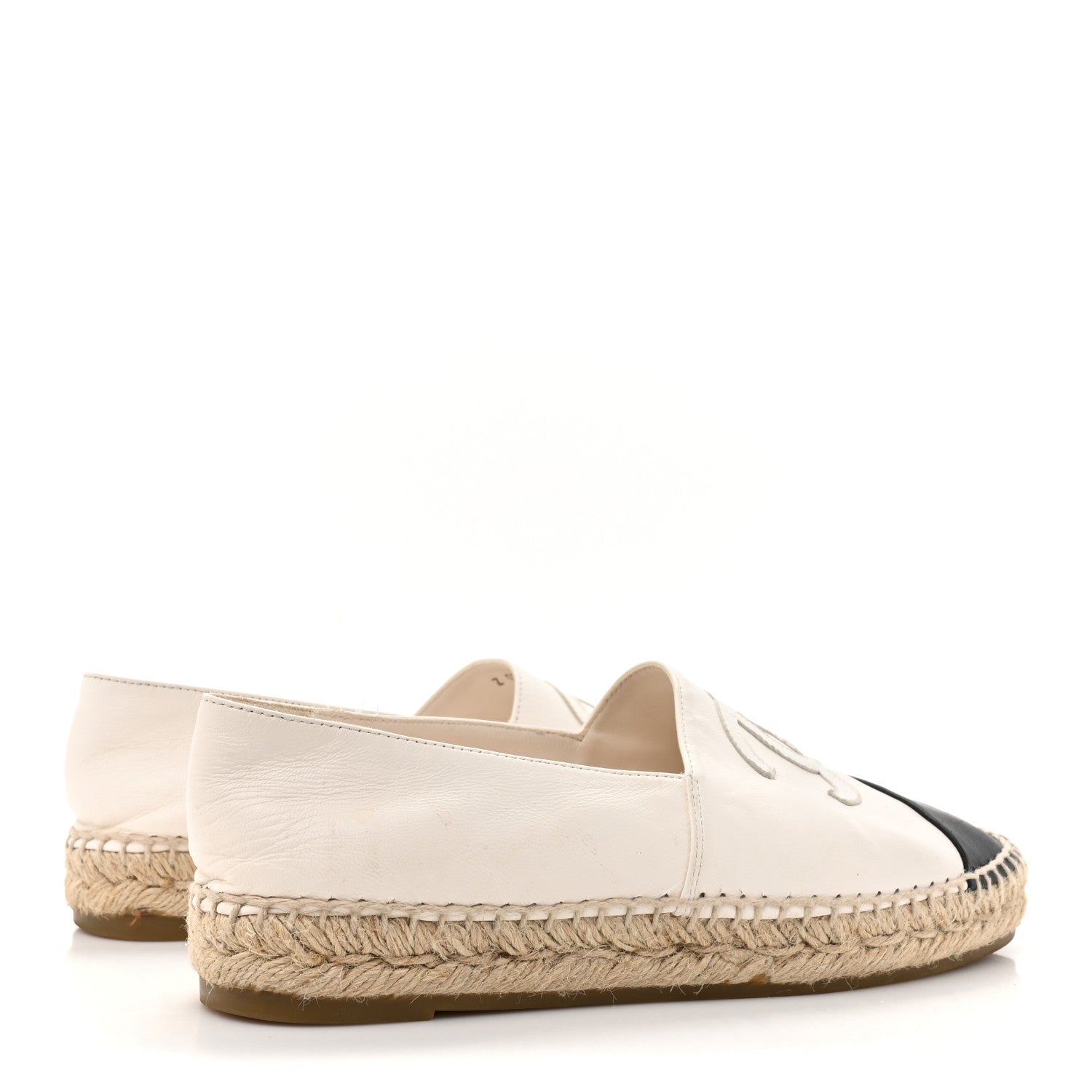 Chanel Lambskin CC Espadrilles 37 White Black 5 of 14