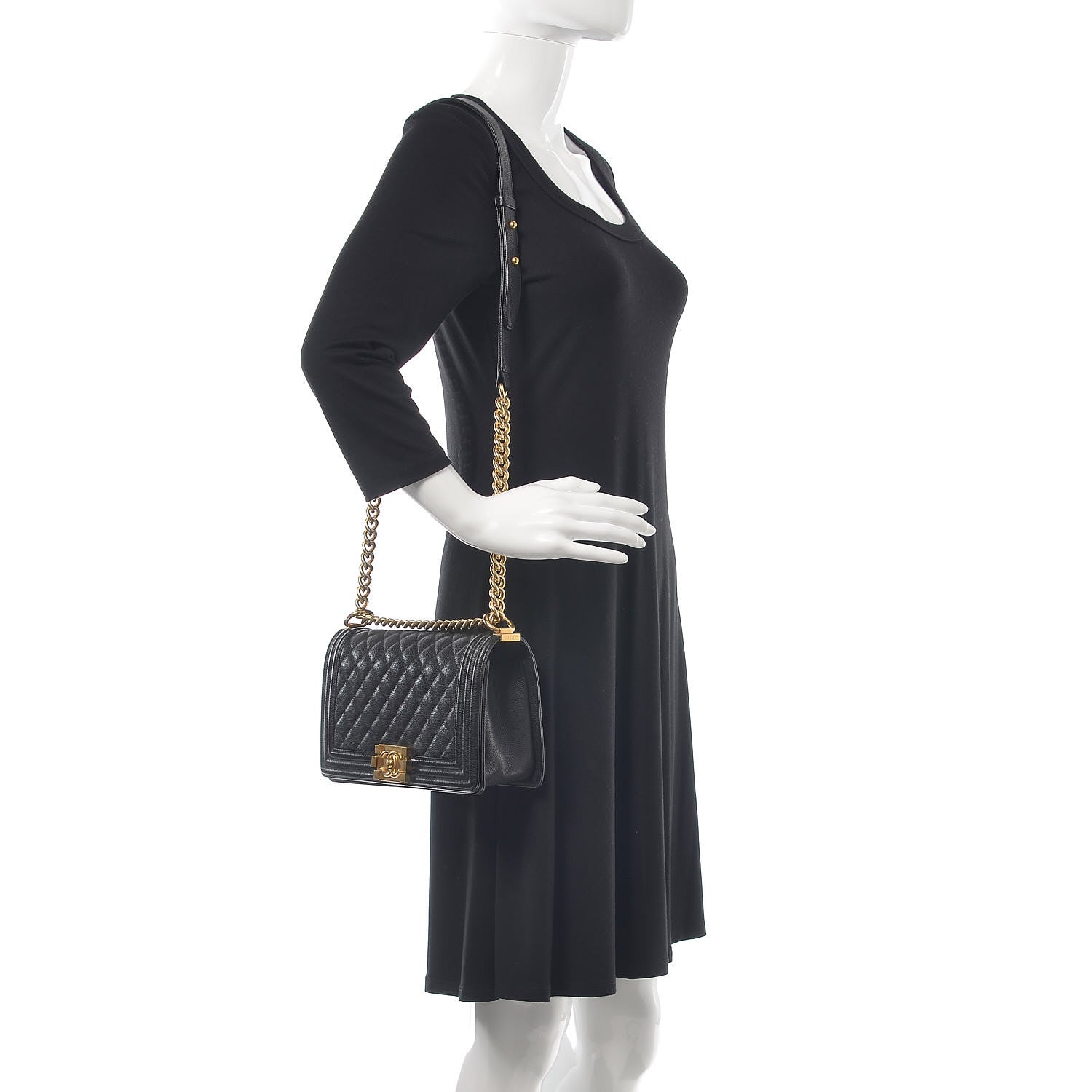 Chanel Caviar Quilted Medium Boy Flap Black 2 of 8