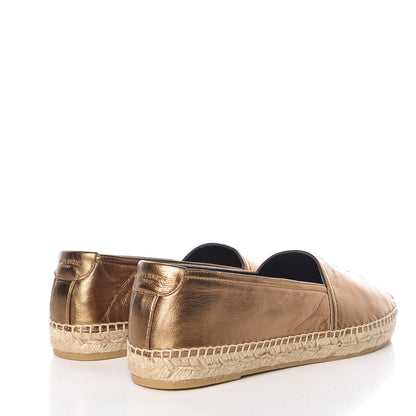 Saint Laurent Metallic Lambskin Monogram Espadrilles 39.5 Metal Carry 4 of 9