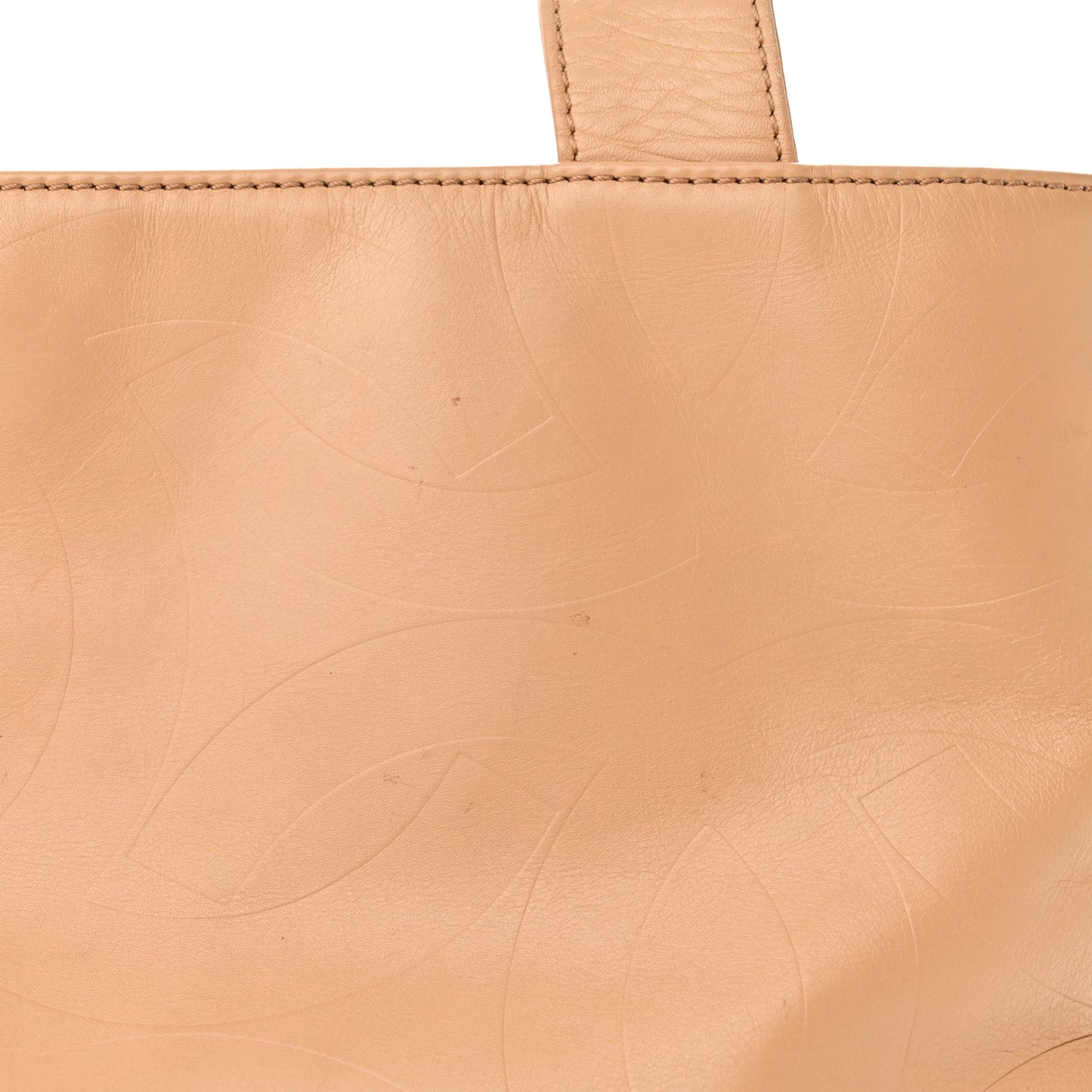 Calfskin Embossed CC Shoulder Bag Beige