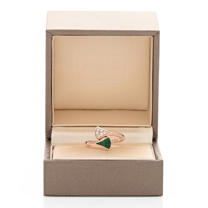 Bulgari 18K Rose Gold Diamond Malachite Divas' Dream Ring 54 7 5 of 5