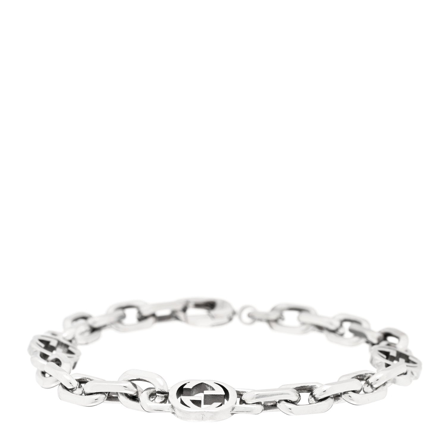 Gucci Sterling Silver Narrow Interlocking G Link Bracelet 1 of 3