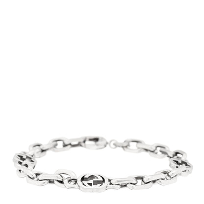 Gucci Sterling Silver Narrow Interlocking G Link Bracelet 1 of 3
