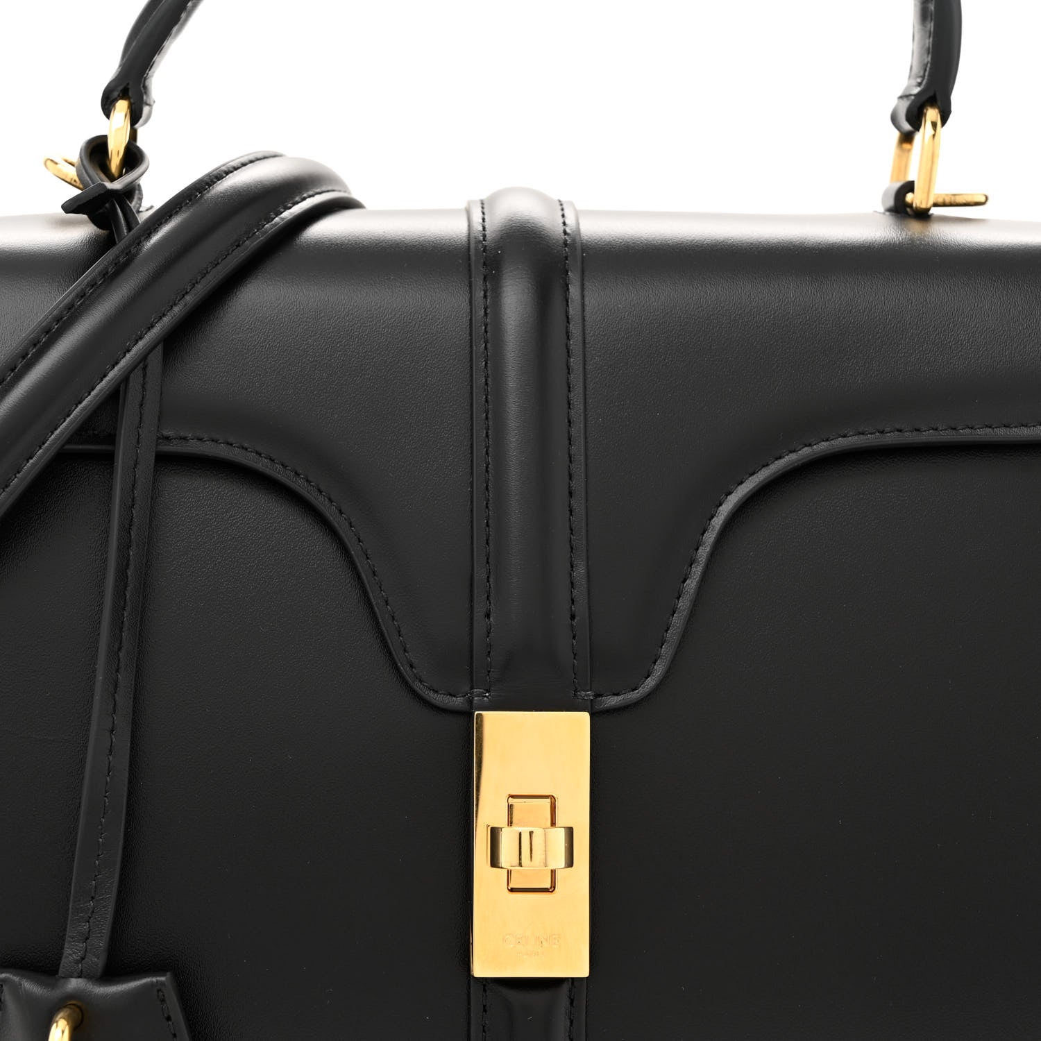 Celine Satinated Calfskin Small 16 Top Handle Bag Black 9 of 11