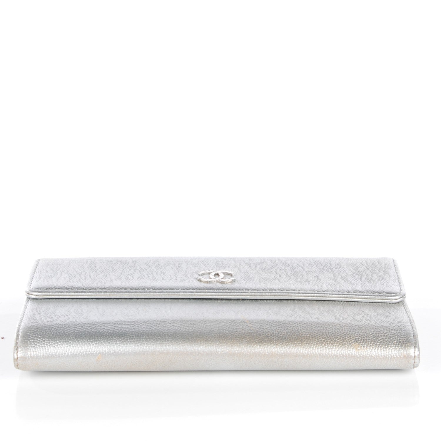 Chanel Metallic Caviar Sevruga Long Flap Wallet Silver 13 of 13