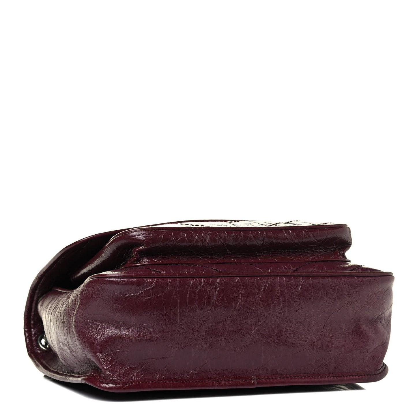 Crinkled Calfskin Matelasse Monogram Medium Niki Chain Satchel Burgundy
