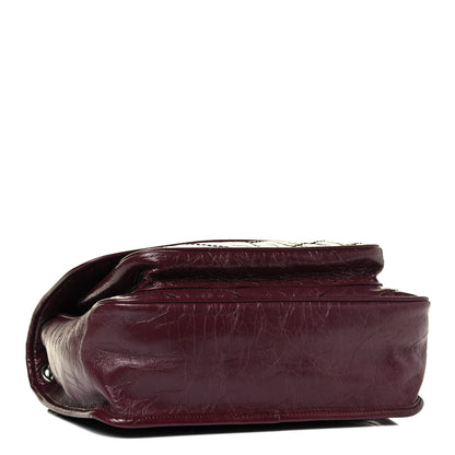 Saint Laurent Crinkled Calfskin Matelasse Monogram Medium Niki Chain Satchel Burgundy 3 of 4