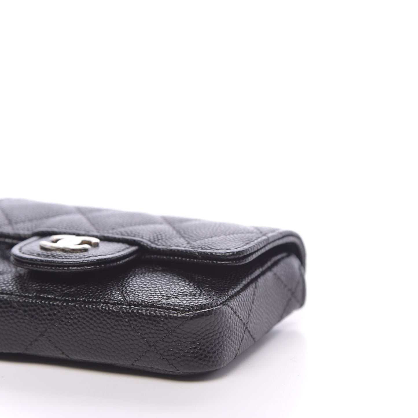 Caviar Quilted Mini Chain Belt Bag Black