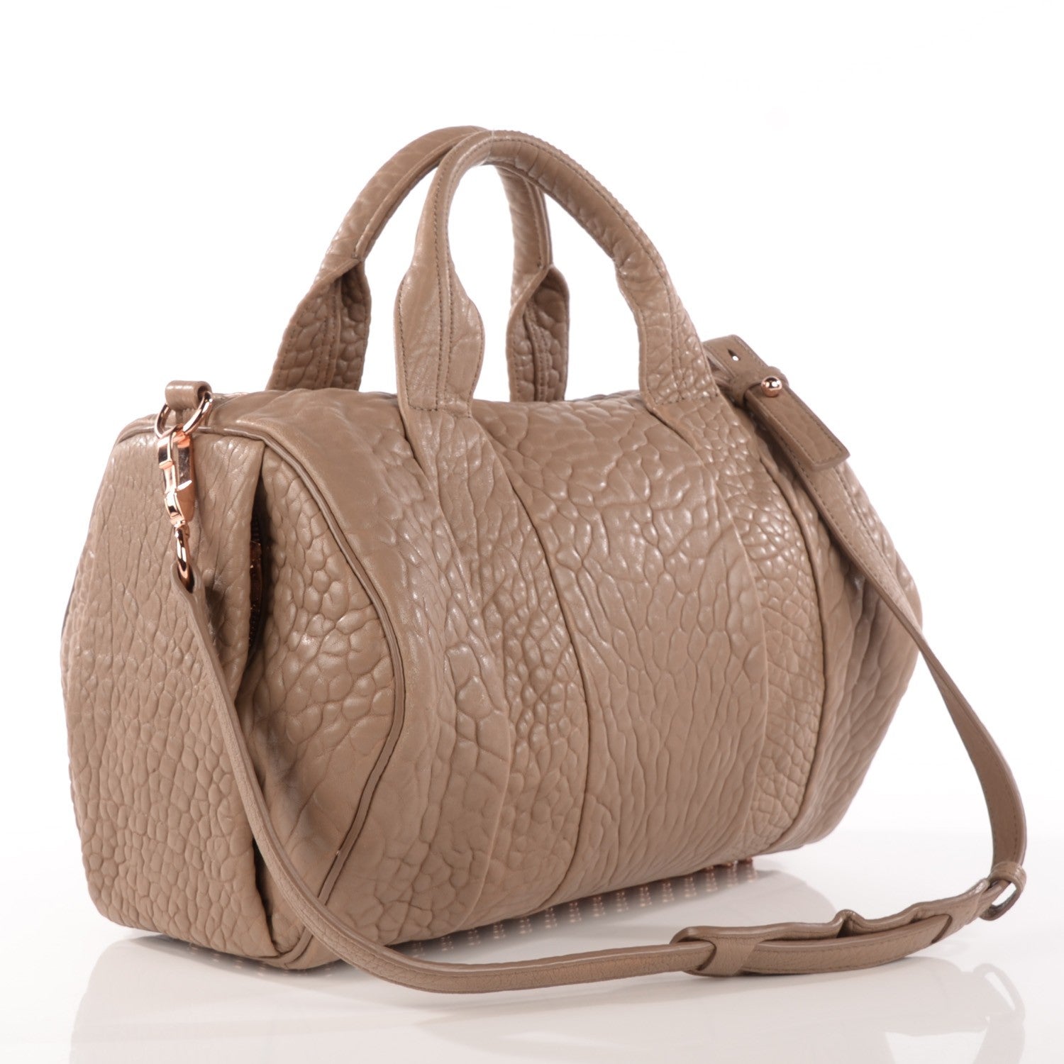 Alexander Wang Pebbled Lambskin Rocco Latte Rose Gold Hardware 3 of 9