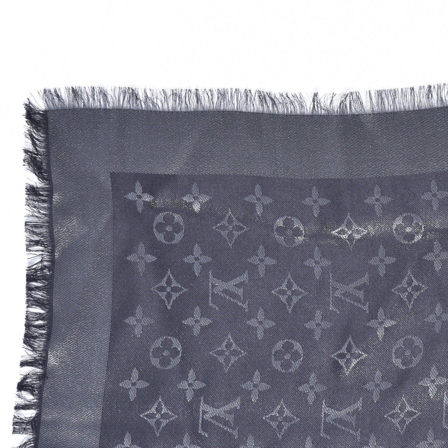 Silk Lurex Wool Monogram Shine Shawl Black