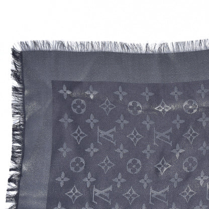 Louis Vuitton Silk Lurex Wool Monogram Shine Shawl Black 4 of 5