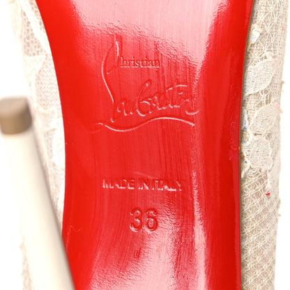Christian Louboutin Lace Dorissima 100 Pumps 36 White 6 of 8