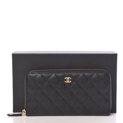 Chanel Caviar Quilted Large Gusset Zip Around Wallet Black 9 of 9