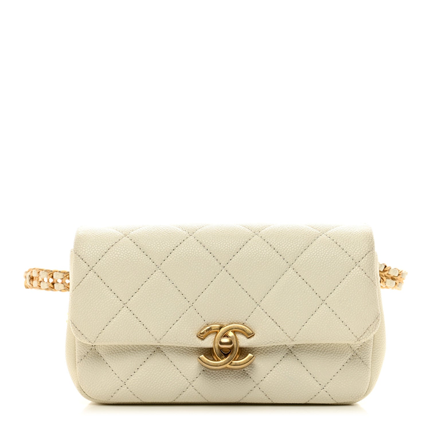 Chanel Caviar Quilted Chain Melody Waist Belt Bag White 1 of 11