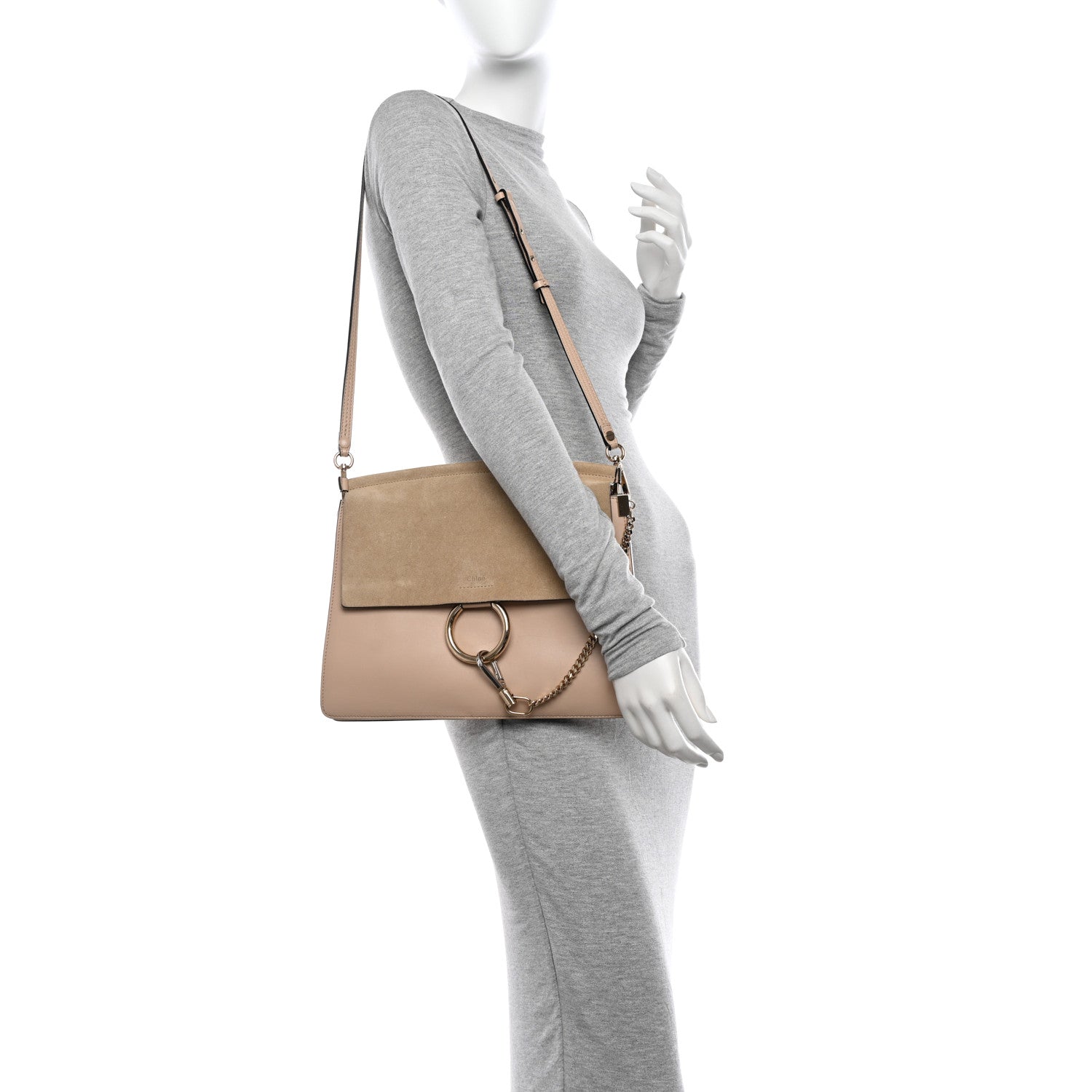 Chloe Calfskin Suede Medium Faye Shoulder Bag Blush Nude 2 of 16