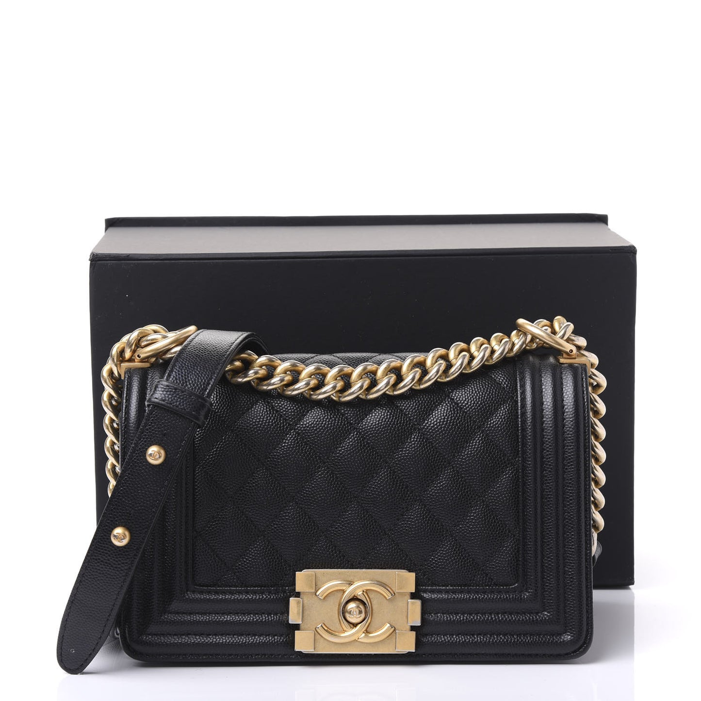 Caviar Quilted Small Boy Flap Black