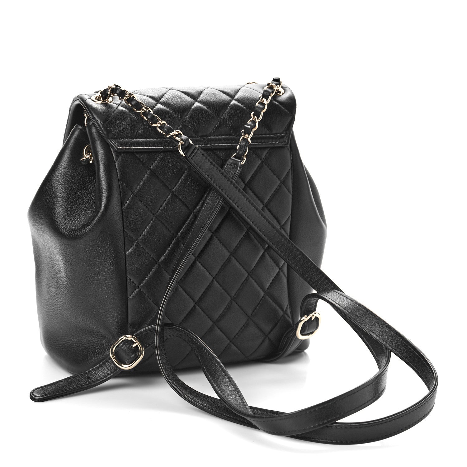 Chanel Lambskin Quilted Large Duma Drawstring Backpack Black 2 of 9
