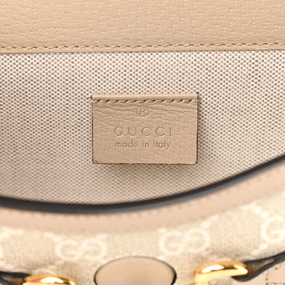 Gucci GG Supreme Monogram Textured Dollar Calfskin Mini Horsebit 1955 Shoulder Bag Beige Mystic White Oatmeal 6 of 11