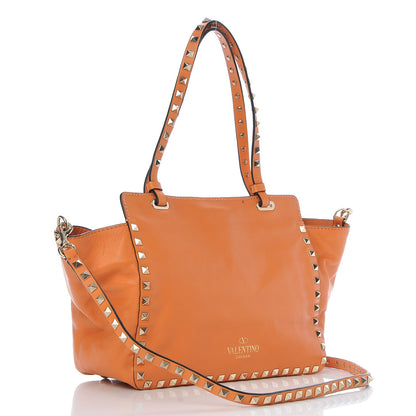 Valentino Garavani Vitello Small Rockstud Tote Orange 4 of 13