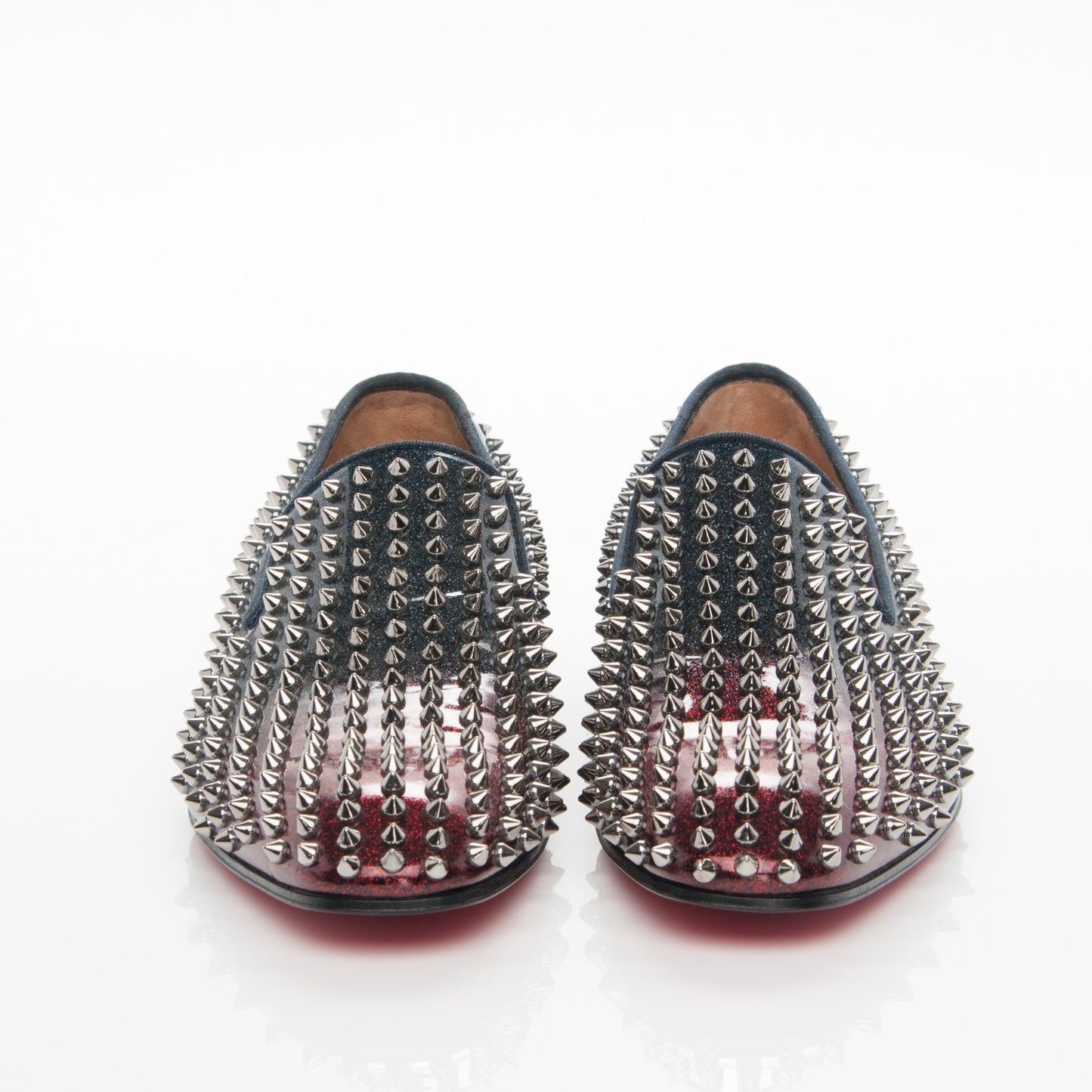 Mens Patent Dandelion Spikes Flat Loafers 43 Gunmetal Multi