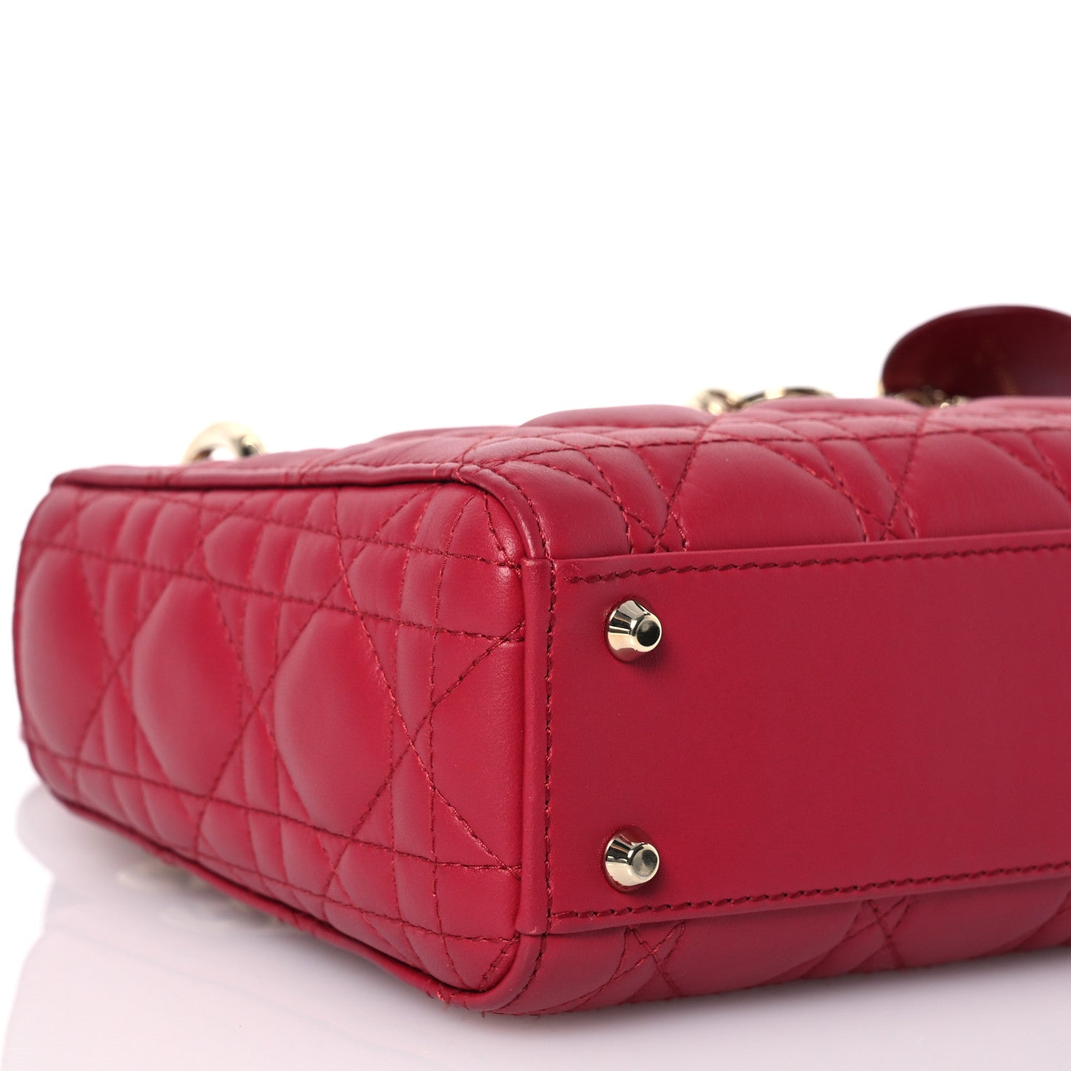 Christian Dior Lambskin Cannage Mini Lady Dior Red 9 of 11