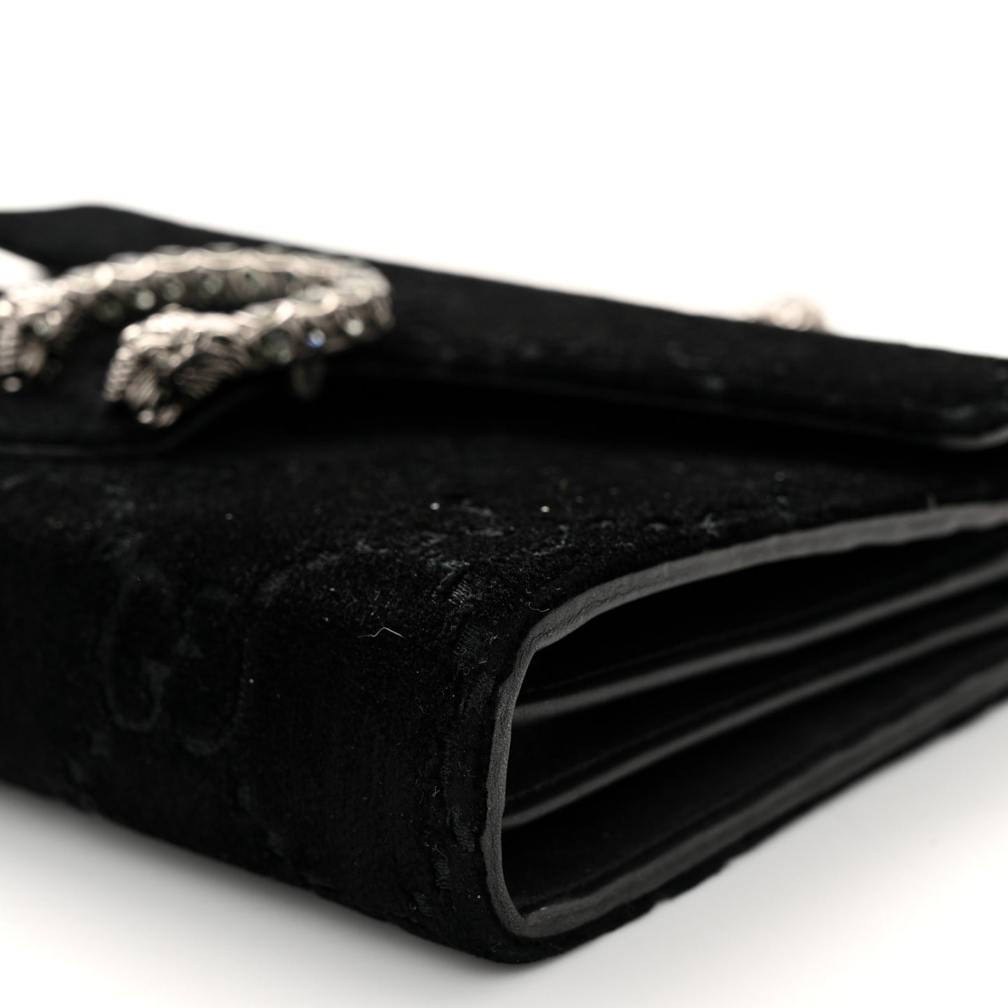 Velvet GG Monogram Mini Dionysus Chain Wallet Black