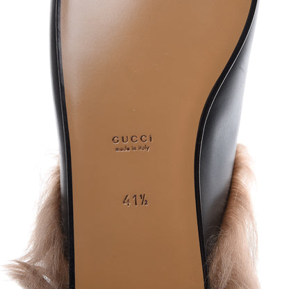 Gucci Calfskin Fur Womens Princetown Slippers 41.5 Black 6 of 10
