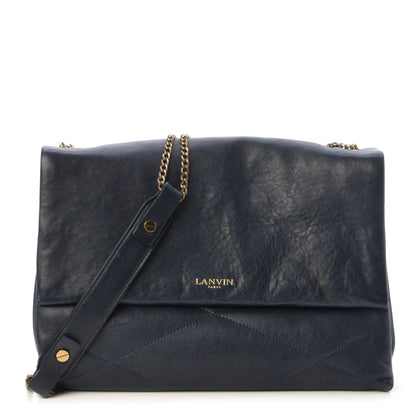 Lanvin Lambskin Quilted Medium Sugar Flap Shoulder Bag Navy 1 of 7