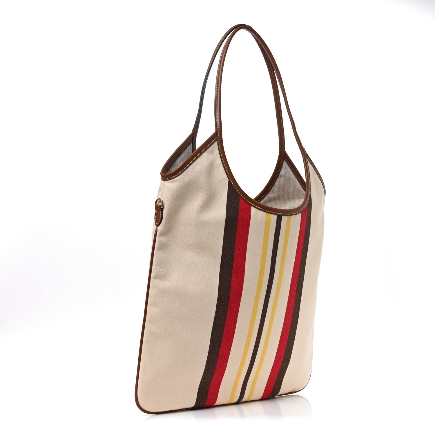 Miu Miu Canvas Calfskin Striped Ivy Beige Naturale Moro 3 of 9