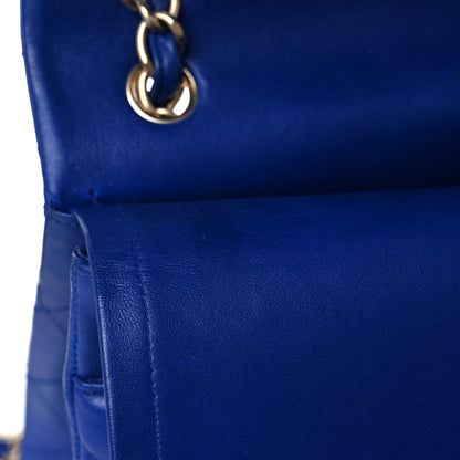 Chanel Lambskin Quilted Jumbo Double Flap Blue 18 of 22